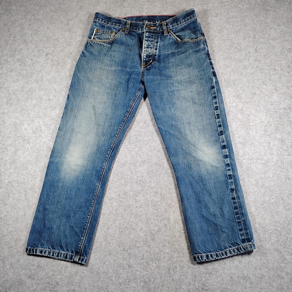 Raleigh Denim Mens Selvedge Thin Jeans Blue Handcrafted Button Fly 32x24 US Made